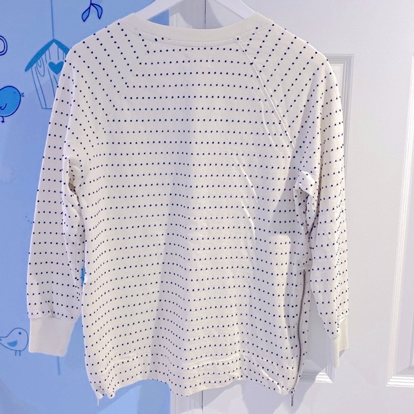 New Lou & Grey Cream Embroidered Navy Blue Polka Dots Zippers Both Sides Size XS - Picture 5 of 11